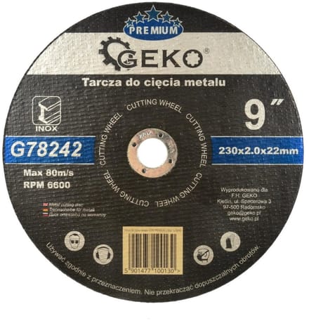 GEKO Metaalschijf - Corundum - Glasvezelversterkt - 230 mm - 2 mm dikte - 5 stuks