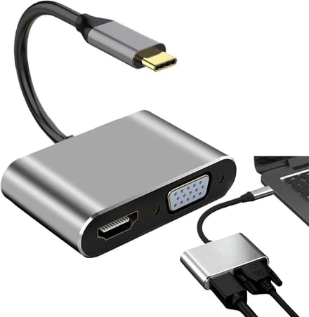 USB C Adapter - Type C Hub - Beeldweergave Uitbreiden - 4-in-1 Poorten - Compact Ontwerp - Grijs