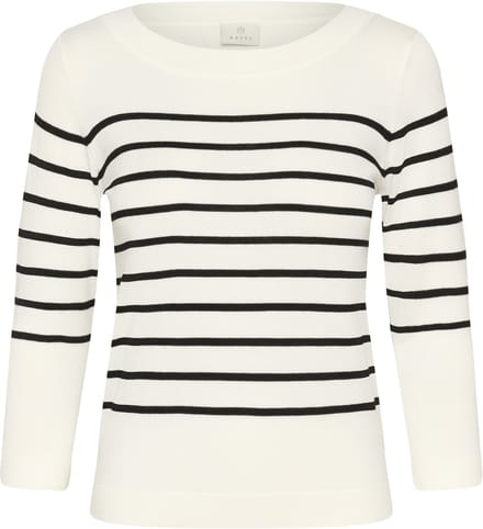 Kaffe KAlizza boatneck pullover Dames Trui - Chalk w. Black Stripe