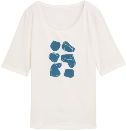 Tom Tailor - T-shirt met print - Maat XL - Soft Clear White