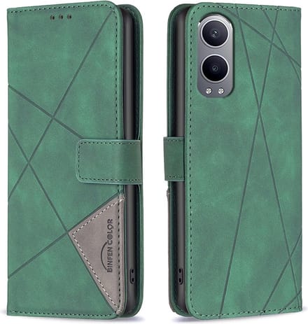 BINFEN Hoesje - Geschikt voor OnePlus Nord CE4 Lite 5G Hoesje - BINFEN Geometric Book Case - Groen