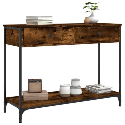 vidaXL - Wandtafel - 100x34,5x75 - cm - bewerkt - hout - gerookt - eikenkleurig