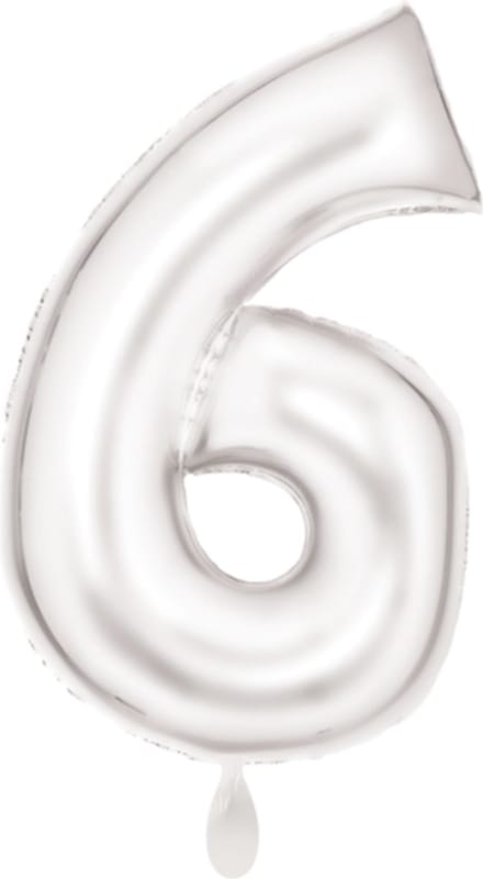 Folieballon 86cm cijfer 6 Silk White