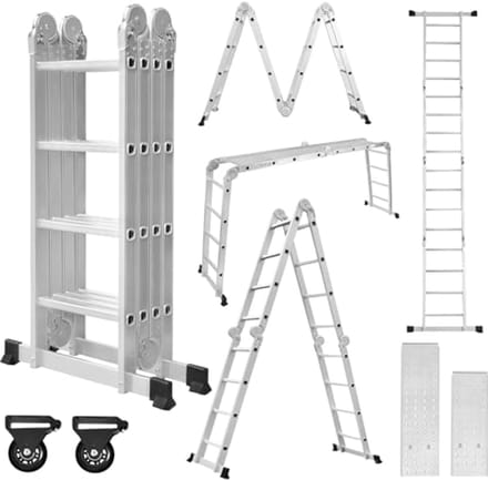 Multifunctionele Aluminium Ladder 470 cm - 6-in-1 Vouwladder met Platform