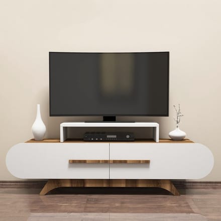 Asir - TV-kast - Okkernoot wit - 145 x 49,8 x 36,8 cm