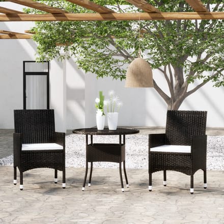 vidaXL - 3-delige - Tuinset - poly - rattan - zwart