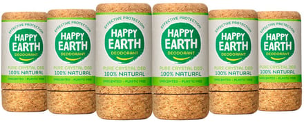 Happy Earth 100% Natuurlijke Crystal Unscented Deodorant - 6 x 90 gr - Voordeelverpakking