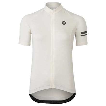 agu Core Fietsshirt Dames Korte Mouwen - Off White - Drie achterzakken - YKK-rits over de hele lengte - Sneldrogend interlock