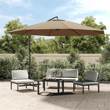 vidaXL - Zweefparasol - met - stalen - paal - 350 - cm - taupe