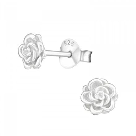 La Rosa Princesa Mini Roos Oorbellen Zilver - 6mm - Kleine bloem Oorknoppen