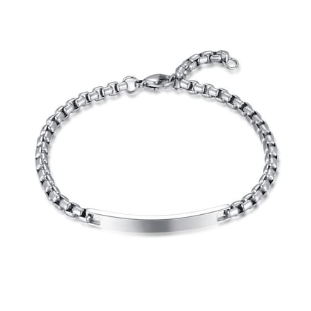 Twice As Nice Armband in edelstaal, rechthoekige schakels, plaatje 21cm