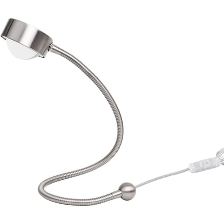 LightMe tafellamp Powerlens Snake, titaniumkleurig, flexibele arm