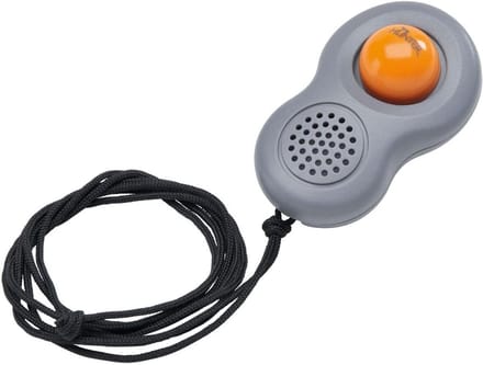 Hondentrainer Clicker - Gedragstrainer - Positieve Training - Met Lus en Band - Compact Formaat - Grijs Oranje