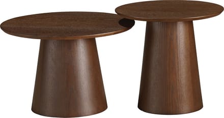 Bronx71® Salontafels Ash set van 2 Ø50 en Ø62 cm rustiek eiken - Salontafel rond