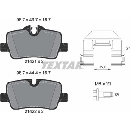 Remblokset TEXTAR 2142101, achter