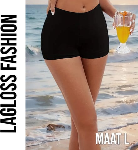 LaGloss® Afslankende Dames Zwembroek Zwart – Hoog Taille Badmode Short – Maat L