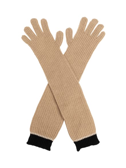 Tweekleurige geribbelde lange handschoenen