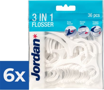 Jordan 3 in 1 - 36 st - Flosser - Voordeelverpakking 6 stuks