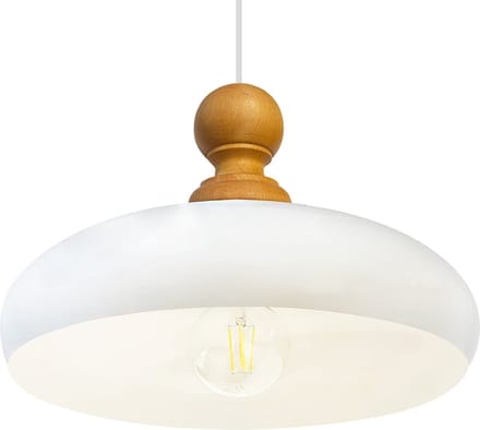 Bamyum Hanglamp Androa Plafondlamp Ø40 cm Wit Lamp 1-Lichts Houten Plafondlamp