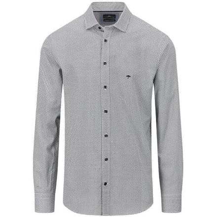 Fynch-Hatton Overhemd Geometric Mini Pattern Kent Collar Navy / male
