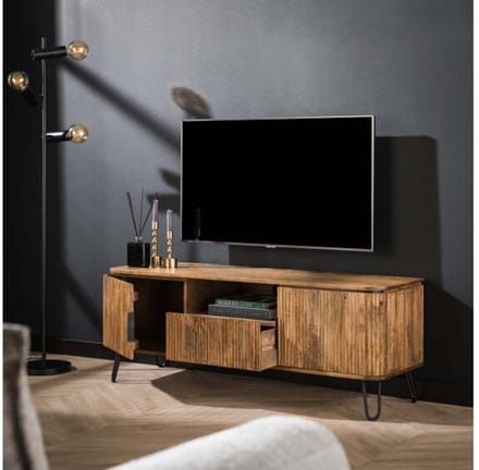 TV-meubel wave 135 cm mangohout - zandkleur | Meubelplaats