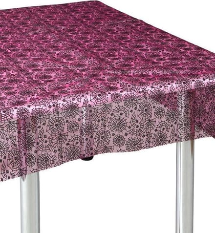 ATOSA - Zwarte en roze spinnenweb tafelkleed