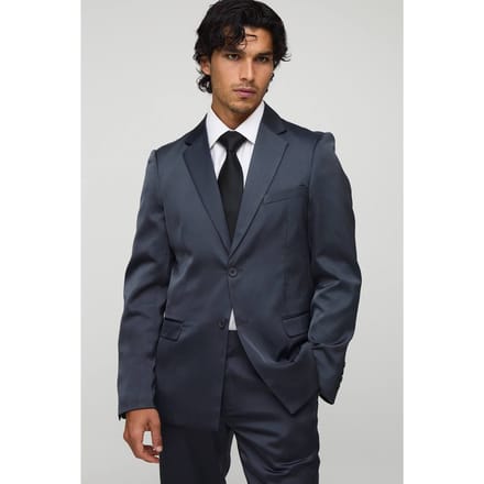 Slim Fit Satijn Blazer | Charcoal | Size 40