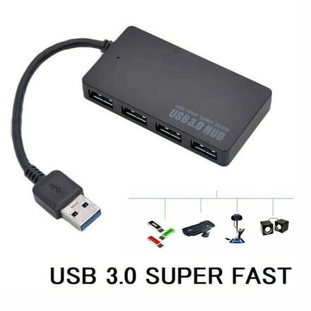 USB 3.0 hub met 4 poorten Zwart
