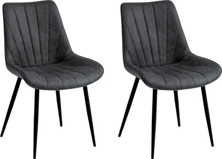 Colenis® - Lesedi Eetkamerstoel - Set Van 2 - Antraciet - Microfiber Stof - Industrieel