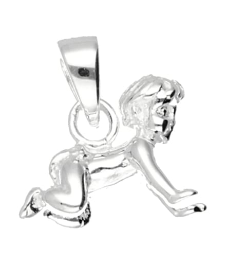 Zilveren Baby kruipend kettinghanger