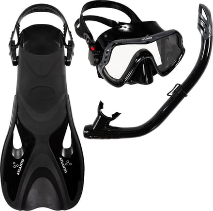 Atlantis Samana Pro Set - Snorkelset - Duikbril - Snorkel - Volwassenen - Zwart/Grijs - 36-41