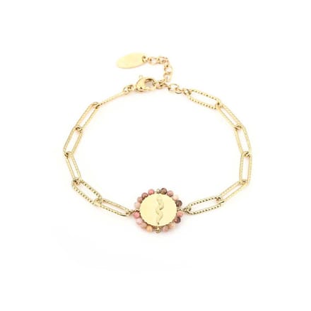 Jomide Armbandje Chain Snake Pink - Goudkleurig