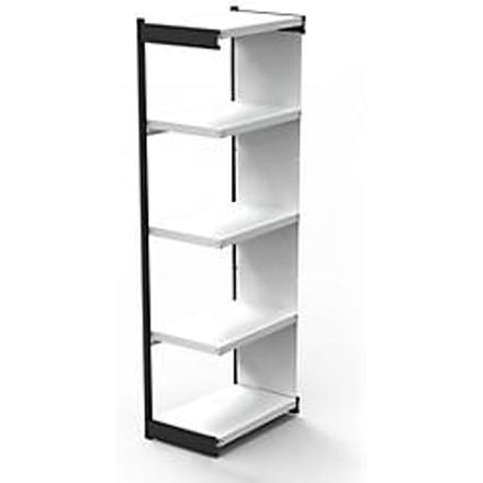 Stalen rek PROGRESS 2000, open hoekkast bouwdeel, achterwand, H 1900 x B 400 + D 400 mm, zilveren frame