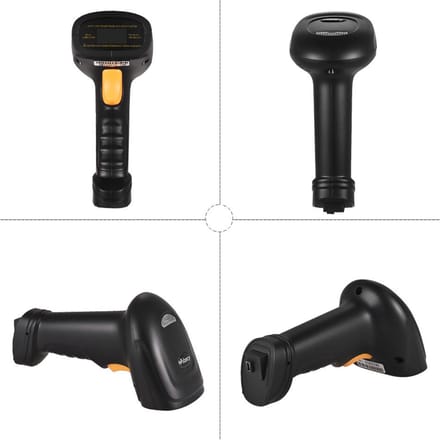 2-in-1 2.4G draadloze barcodescanner en USB bekabelde handheld 1D barcodelezer black