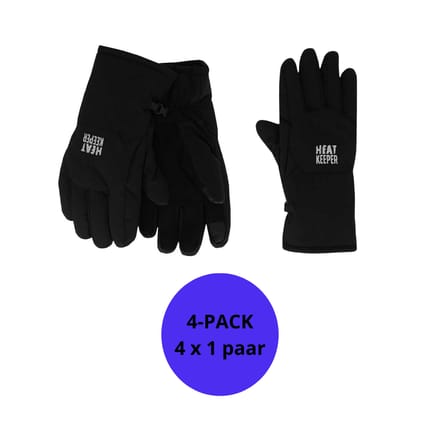 Heatkeeper - Winterhandschoenen heren - Softshell - Zwart - I-Touch - S/M - 4-Paar