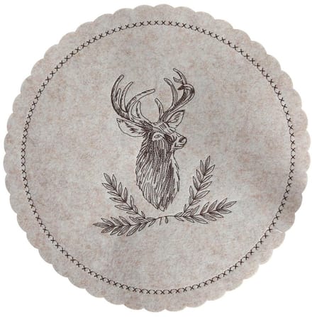 Placemat rendier vilt beige Ø35cm