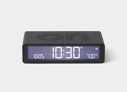 Lexon Flip Classic ON OFF omkeerbare oplaadbare Wekker - donker grijs