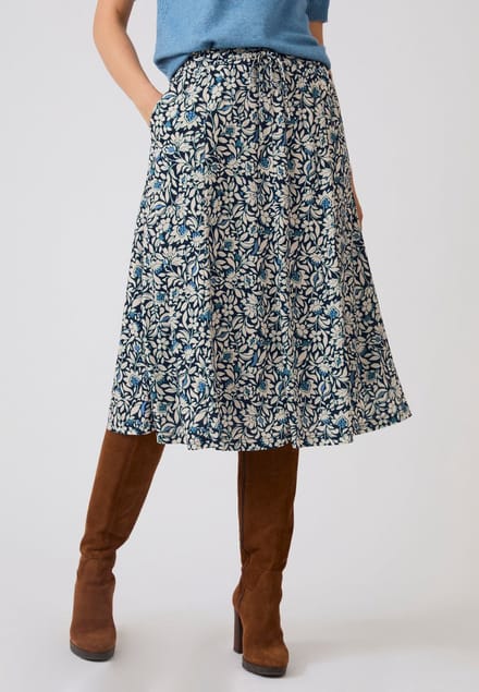 Damart - Rok crêpe stretch stof - Dames - Blauw - L