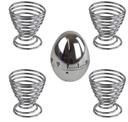Lomera Kookwekker met Eierdopjes - 4 Eierdopjes - 60 Minuten Timer - Diameter Eierdopjes - Eierdopje - Keukenaccessoire