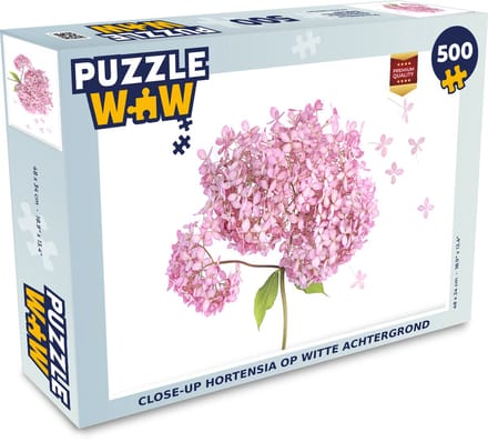 Puzzel Close-up hortensia op witte achtergrond - Legpuzzel - Puzzel 500 stukjes