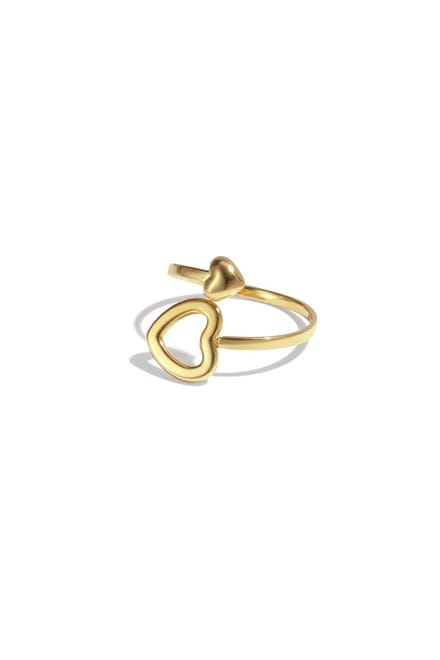 Ring met open en dicht hart - goud - RVS - stainless steel - one size - rings - ring