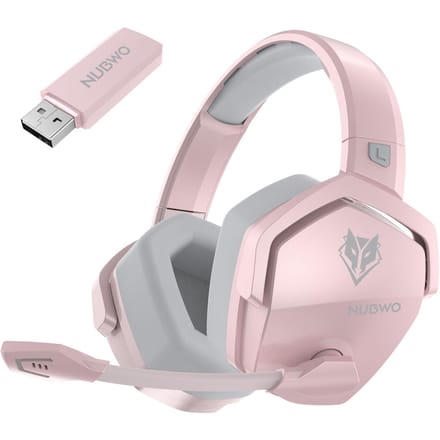 NUBWO G06 Draadloze Gaming Headset voor PS5 PS4 PC Laptop Ruisonderdrukkende Over-Ear Hoofdtelefoon met Microfoon roze