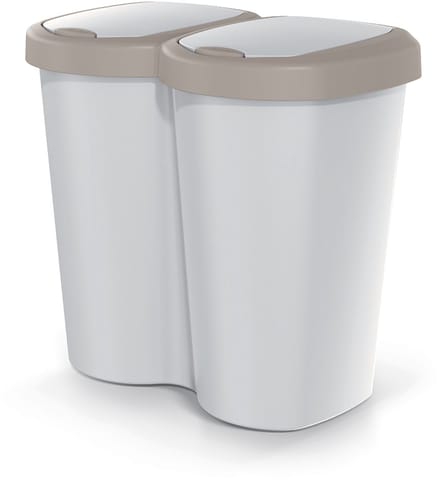 Compacta B Duo - Prullenbak - 40L - één compartiment twee deksels - Grijs / Bruin