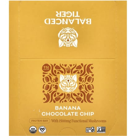 Balanced Tiger, Eiwitreep, Banaan Chocolade Chip, 12 repen, 44 g (1,55 oz) elk