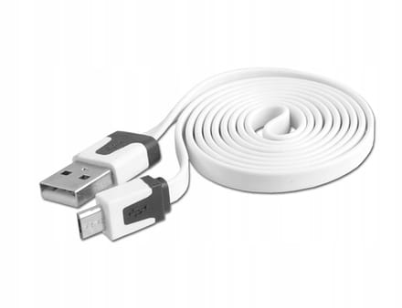 LTC USB naar Micro-USB Kabel 1m Wit - Platte Constructie
