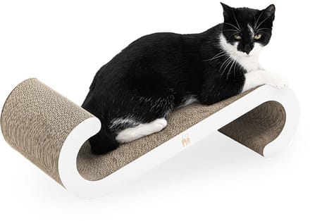 Petrebels Krabkarton voor Katten - Bella 60 - Wit - Stevig Karton - Design Krabplank - 60 x 28 x 18 cm
