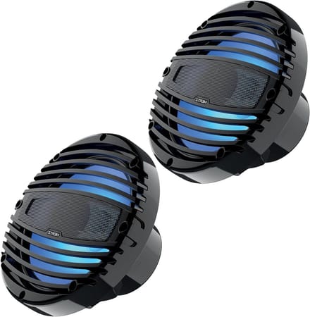 Marine Coaxiale Luidsprekers - Waterdichte Speakerset - Boot Audio - RGB LED Verlichting - 20 cm - Zwart
