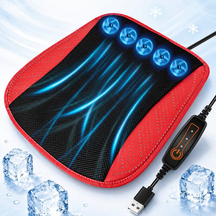 Auto Ventilator Kussen Koel Zitkussen Stoel Ventilatie Auto USB 5 Ventilatoren Ademend Comfort Koeling 12V 24V Rood