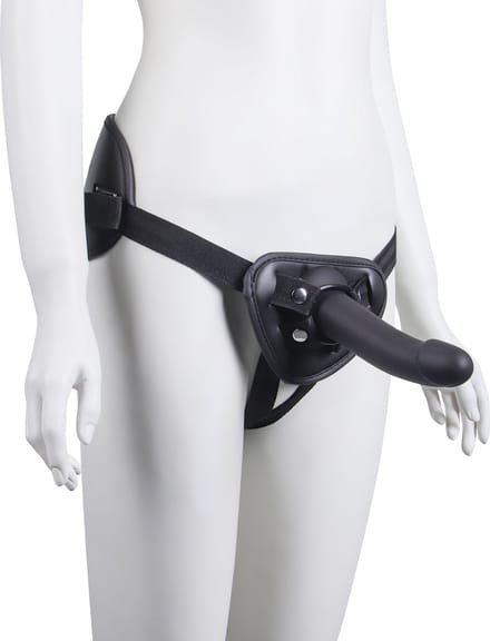 Banoch | Strap on harnas universeel + Dildo Claes - zwart siliconen | voorbinddildo