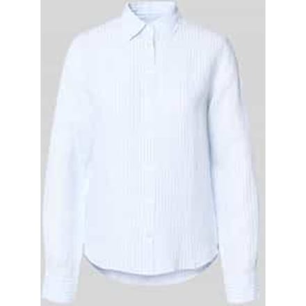 regular fit linnen blouse met overhemdkraag en labelstitching